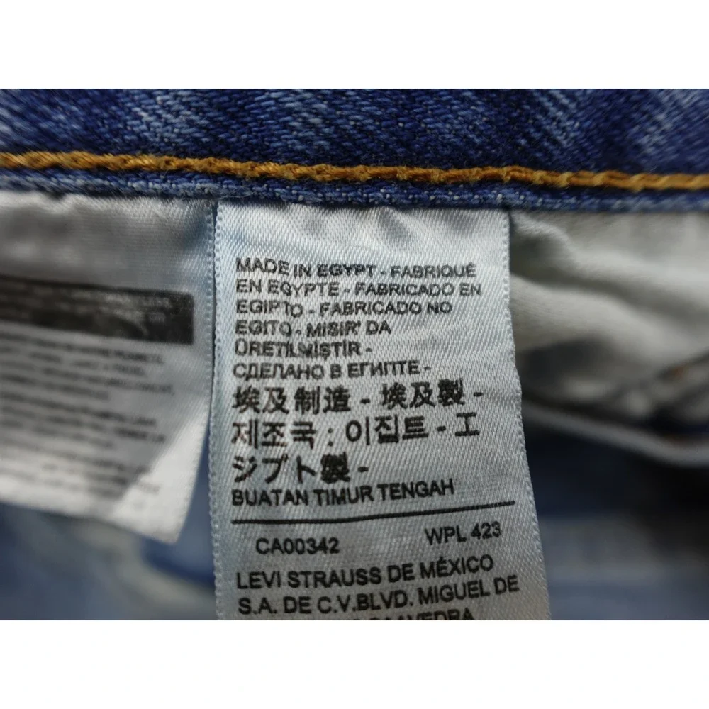 Levi's 501 Original Fit Jeans Mens 38x34 Light Blue Distressed Ripped 0501-3268